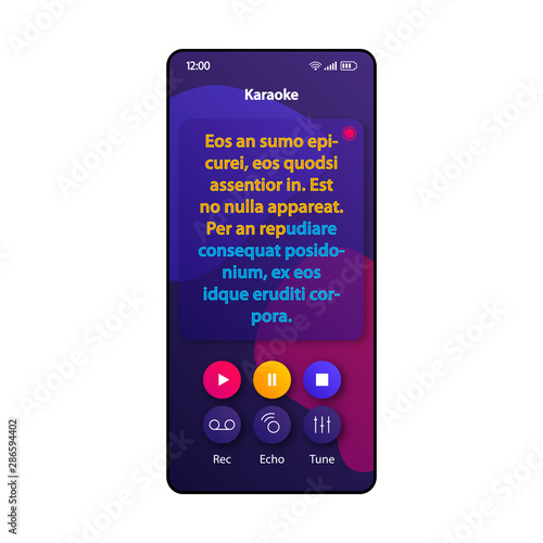 Karaoke Fun Smartphone Interface Vector Template Mobile App Page Violet Design Layout Song Lyrics Text Screen Flat Ui For Application Singing Song Club Performance Phone Display Stock Vector Adobe Stock