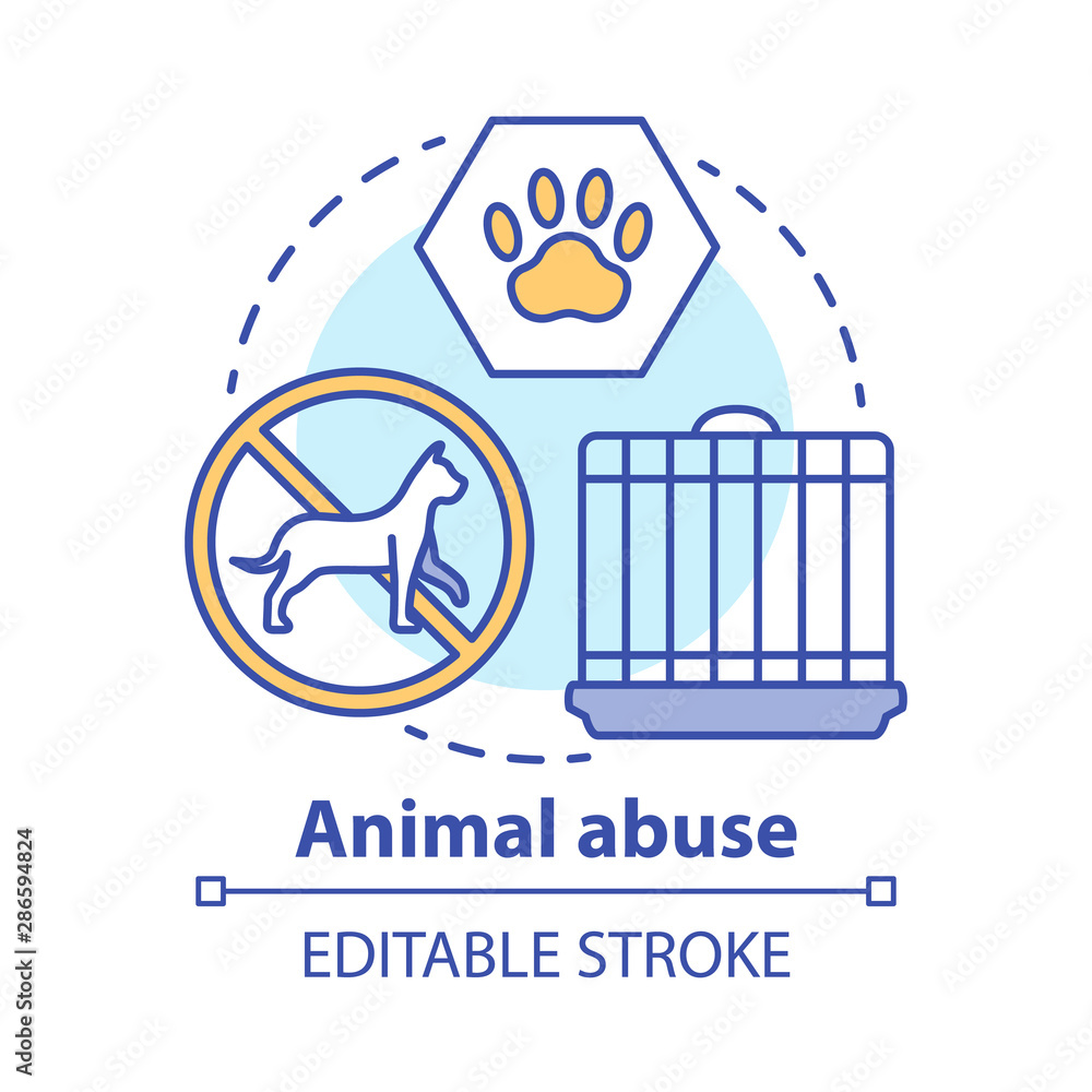 Animal abuse and harm concept icon. Zoosadism. Animal neglect, cruelty ...