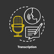 Transcription chalk concept icon. Audio files conversion into text format idea. Representation of language in written form. Foreign language application. Vector isolated chalkboard illustration