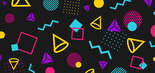 Abstract 80 style background with colorful geometric shapes. Illustration for hipsters Memphis style