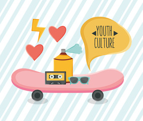 Wall Mural - skateboard sport with youth accessories