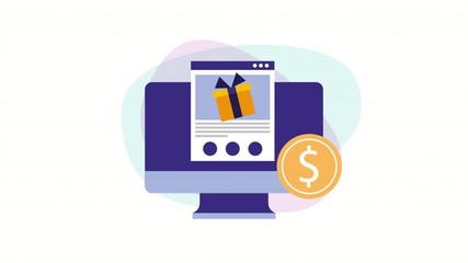 Sticker - finances and economy online with desktop