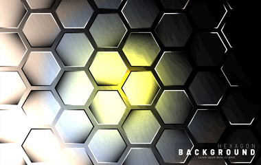 Abstract hexagon gradient colorful light pattern with a dark background technology style. Honeycomb. Vector illustration