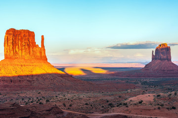Wall Mural - View of the West and East Mittens with a shadow between them in Navajo Nation’s Monument Valley Park.Arizona.USA