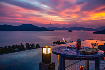 Phuket sunset views from baba nest beach club, in Thailand