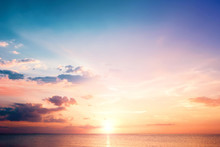 Natural Background Concept: Sunset Blue Sky And Clouds Backgrounds