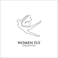 Wall Mural - Butterfly Woman line logo icon design inspiration