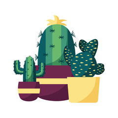 Canvas Print - Isolated cactus inside pots vector design