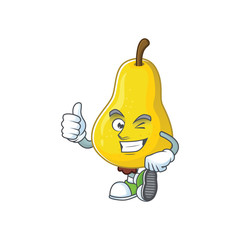 Poster - Thumbs up fruit pear character with mascot cartoon cute