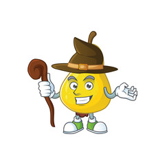 Poster - Witch yellow pear cartoon character on white background