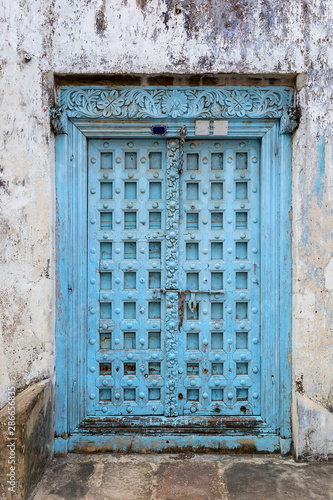 Tanzanian Zanzibar Doorway Detail In Blue Squares As Indian Arab Or Swahili In Design Buy This Stock Photo And Explore Similar Images At Adobe Stock Adobe Stock