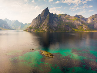 Sticker - Fjord and mountains landscape. Lofoten islands Norway