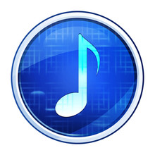 Musical Note Icon Futuristic Blue Round Button Vector Illustration