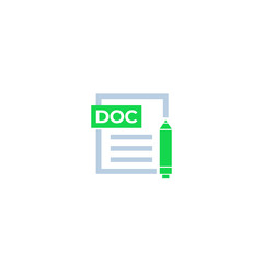 Wall Mural - DOC document edit icon, vector