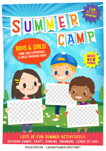Kids Summer Camp Education Advertising Poster Flyer Template