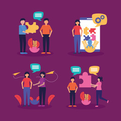 Poster - people teamwork flat design image