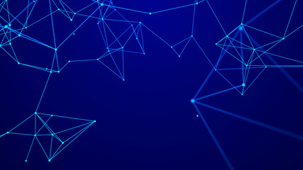 Poster - Abstract communication background with connecting dots and lines. Plexus effect. 3d