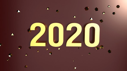 3d rendering 2020 gold number for new year  concept..