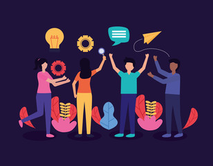 Canvas Print - people teamwork flat design image