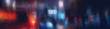 Blurred Abstract City / Bokeh Car Lights Background In Night City, Traffic Jams, Highway, Night Life