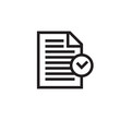 © serkorkin - Compliance black icon design. Line style. Document with check mark sign. Vector illustration.