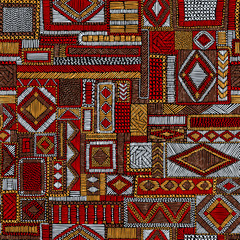 seamless pattern in patchwork style. embroidered print for carpet, textile, wallpaper, wrapping pape