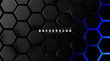 © artnoy - Abstract black hexagon pattern on blue neon background technology style. Honeycomb. Vector illustration
