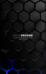 Wall Mural - vertical hexagon background. gradient color light pattern with dark background technology style. hon