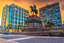 Sunset At Plaza Independencia, Montevideo, Uruguay.