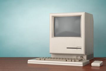 Leinwandbilder - Retro Personal Computer. The System Unit, Monitor, Keyboard and Mouse. 3d Rendering