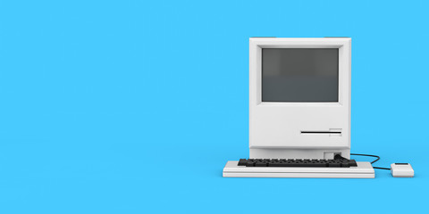 Poster - Retro Personal Computer. The System Unit, Monitor, Keyboard and Mouse. 3d Rendering