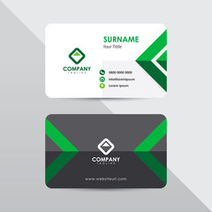 Wall Mural - Modern business card design template. Green color element arrow shape, clean composition design.