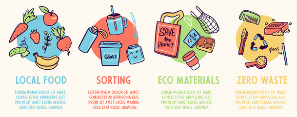  Eco-friendly lifestyle vector infographic template. Vector illustration