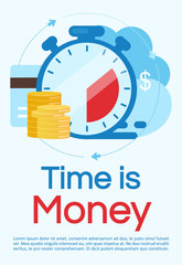 Wall Mural - time is money poster vector template. investment, deposit period. brochure, cover, booklet page conc