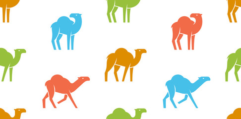 Wall Mural - Seamless pattern with Camel logo. isolated on white background