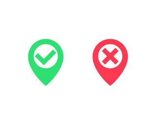 Sticker - check marks and vector ticks with markers, pins