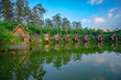 Small houses with terrace by the lake in Lembang, Indonesia