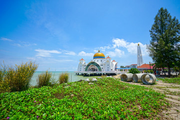 Wall Mural - Malacca Straits Mosque (Masjid Selat Melaka), Malacca, Malaysia