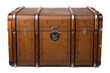 © juriskraulis - Antique Tin Travel Trunk Steamer Chest closed isolated on white background