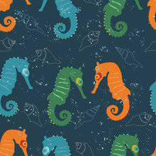 Seamless Repeat Pattern With Seahorses