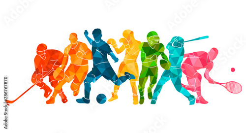 Dekoracja na wymiar  kolor-tla-sportowego-pilka-nozna-koszykowka-hokej-boks-nbaseball-tenis-ilustracja-wektorowa