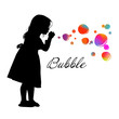 © Мария Неноглядова - Silhouette of a girl blowing soap bubbles. Vector illustration