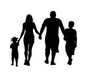 The silhouette of the family together. Vector illustration