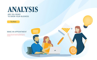 business analysis program with flat design concept