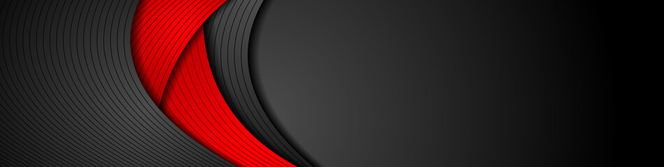contrast red and black waves with thin lines pattern. abstract corporate wavy banner design. vector 