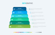 Infographic template. 6 options stairs design with beautiful colors. Vector timeline elements for presentations.