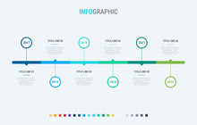 Abstract Business Rounded Infographic Template With 6 Options. Colorful Diagram, Timeline And Schedule Isolated On Light Background.