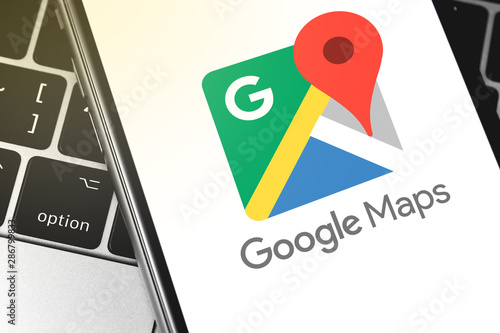 Closeup Google Maps Logo On The Screen Smartphone Google Is Closeup Google Maps Logo On The Screen Smartphone Google Is