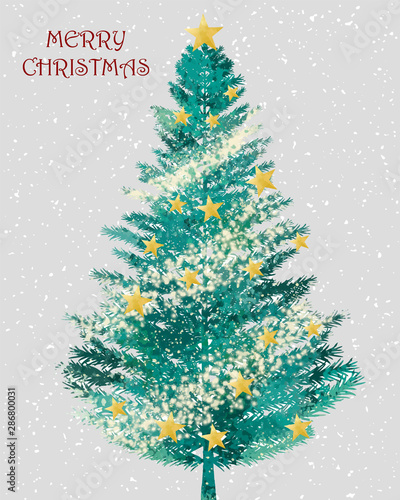クリスマスツリー クリスマス 木 もみの木 クリスマス イベント 大木 星 オーナメント 水彩風 Stock Vector Adobe Stock