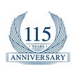 115 years design template. One hundred and fifteen years jubilee logo. Vector and illustration.